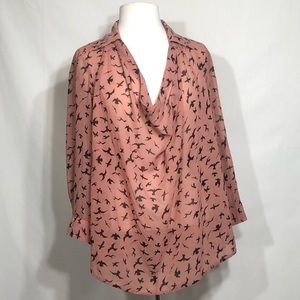 ModCloth Fun 2 Fun Blouse, Bird Print  1XL